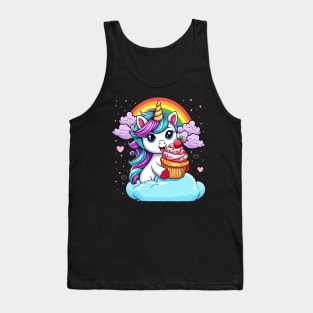 Birthday Unicorn With A Cupcake Tank Top